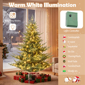 Artificial Christmas Tree with Branch Tips and Warm White LED Lights-6 Feet view 8