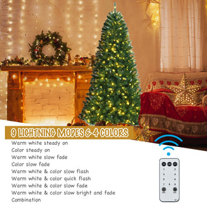 Artificial Hinged Christmas Tree with Remote-controlled Color-changing LED Lights-8' view 6