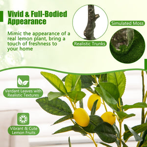 Artificial Lemon Tree 2.6/4/5.2 Feet Tall Fake Lemon Plant wuth Lemon Fruits-2.6 ft view 6