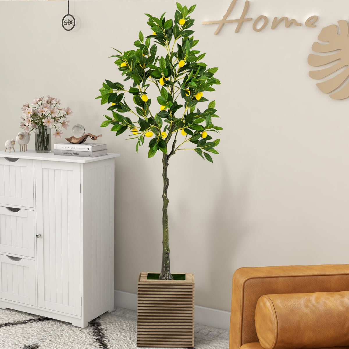 Artificial Lemon Tree 2.6/4/5.2 Feet Tall Fake Lemon Plant wuth Lemon Fruits-5.2 ft view 2
