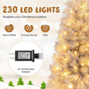 Artificial Xmas Tree with Branch Tips and Warm White LED Lights-6FT view 6
