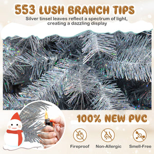 Artificial Xmas Tree with Branch Tips and Warm White LED Lights-6FT view 7