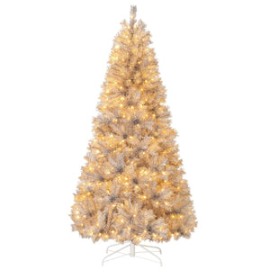 Artificial Xmas Tree with Branch Tips and Warm White LED Lights-7FT view 4