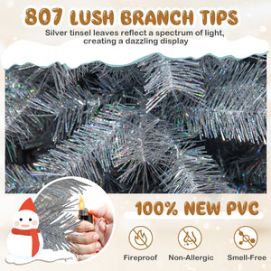 Artificial Xmas Tree with Branch Tips and Warm White LED Lights-7FT view 6