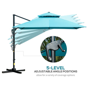 10' x 10' Cantilever Patio Umbrella, Double Top Square Offset Umbrella with 360° Rotation – view 4