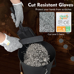 Ash Bucket with Lid and Cut-resistant Gloves-Black view 9