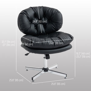 Computer Desk Chair, Armless Office Chair with Wide Padded Seat and Adjustable Height, Cream White – view 30