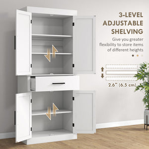 72" Kitchen Storage Cabinet, Farmhouse Kitchen Pantry Cabinet with 4 Barn Doors, Drawer – view 19