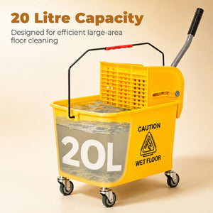 Compact Mop Bucket with Wringer, Mop Bucket on Wheels, 5 Gallon, Separate Dirty and Clean Water, Yellow – view 6