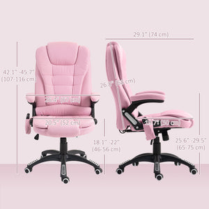 6 Point Vibrating Massage Home Office Chair High Back Executive Chair with Reclining Back, Swivel Wheels, Pink