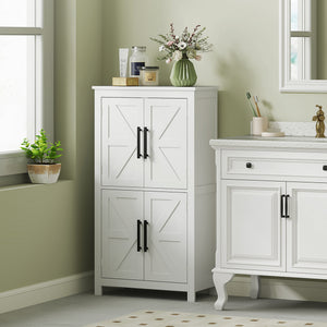 Farmhouse Bathroom Storage Cabinet, Bathroom Floor Cabinet with Barn Doors and Adjustable Shelf, Black – view 13