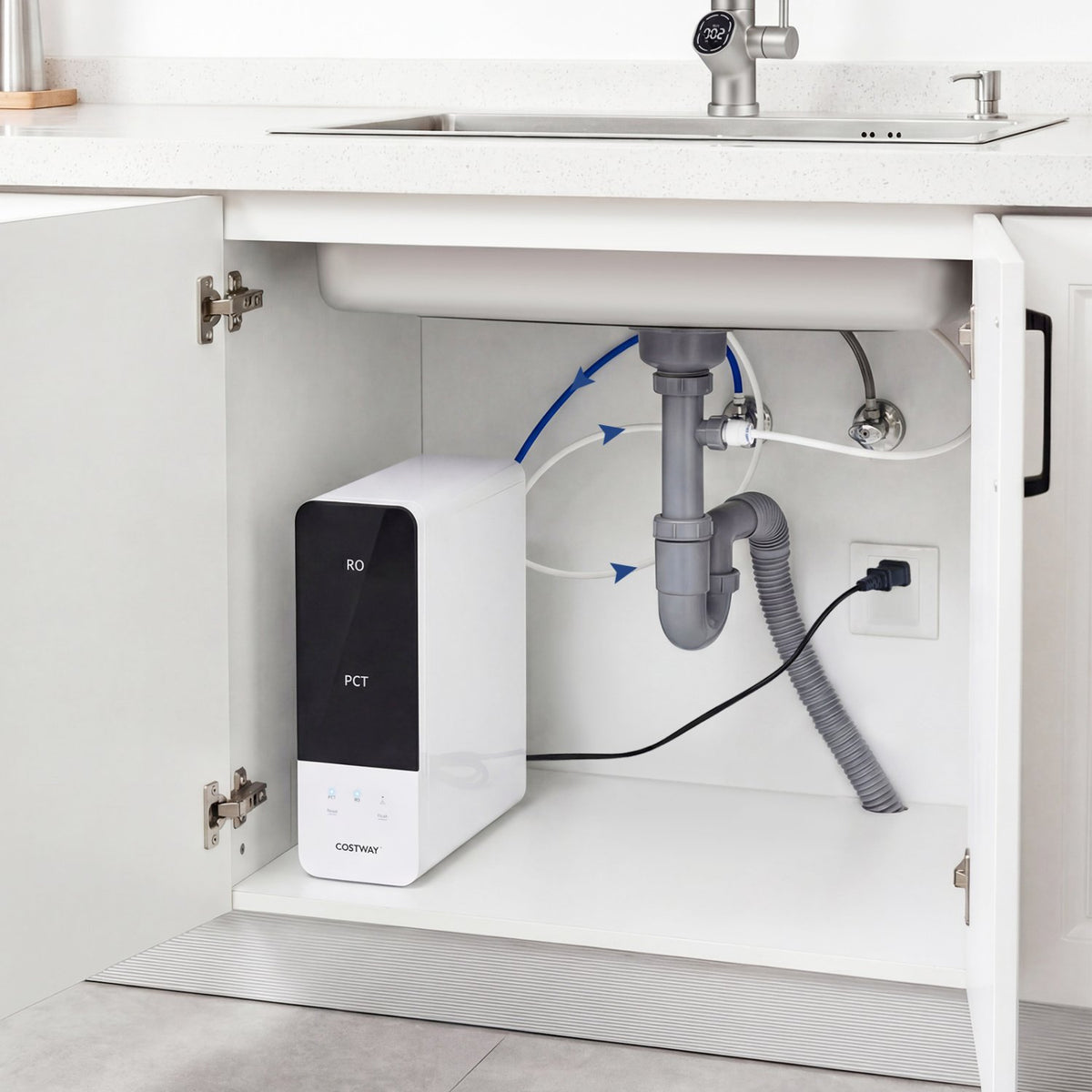 AW-RB05 Alkaline PH+ Reverse Osmosis Water Filter 600 GPD Tankless Under-Sink RO System-Black view 2