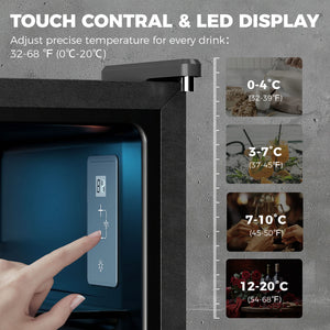 3.2 Cu.Ft Beverage Fridge, 128 Can Drink Fridge with Glass Door, Auto-Defrost and LED Light for Soda, Beer, Black