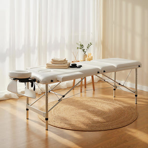 85" 3 Section Foldable Massage Table Professional Salon SPA Facial Couch Bed (Black/Orange)