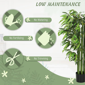 4.6FT Artificial Bamboo Tree Set of 2, Decorative Faux Plant in Nursery Pot, Faux Tree for Home Indoor Decor