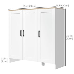 Modern Sideboard Buffet Cabinet, Modern Kitchen Storage Cabinet with 3 Doors Adjustable Shelves – view 9