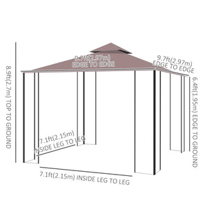 10'x10' Garden Gazebo Patio Canopy Portable Party Event Backyard w/ Mosquito Netting Coffee – view 2
