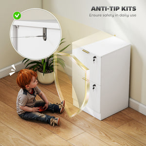 Lockable Filing Cabinet with 2 Fluted Drawers, File Cabinet with Adjustable Hanging Rails for A4 Letter – view 13