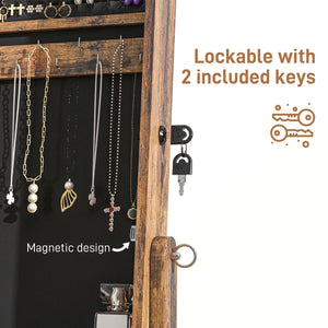 Mirror Jewelry Cabinet Armoire, Lockable Jewelry Organizer with Full-Length Mirror, 3 Angle Adjustable, Grey – view 12