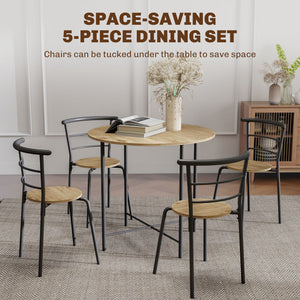 5 Piece Dining Table Set, Space Saving Round Dining Set for 4 with Metal Frame for Small Spaces – view 10