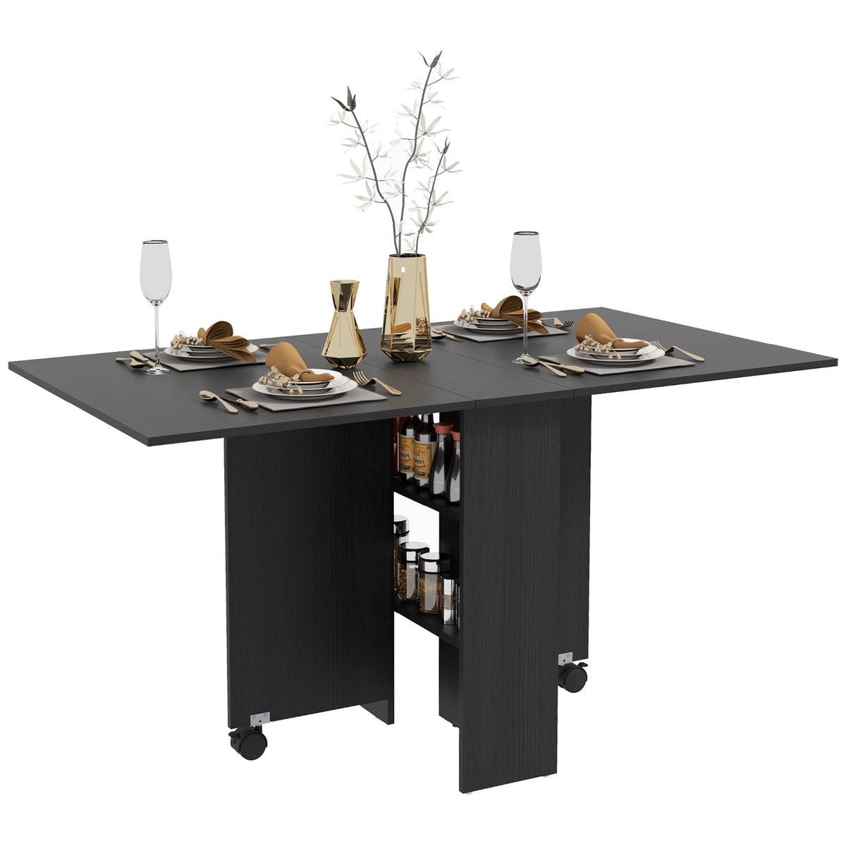 Folding Dining Table, 55" Drop Leaf Table for Small Spaces – view 2