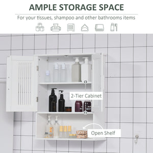 Modern Wall Mount Bathroom Cabinet, Storage Organizer with 2 Door Cabinet and Shelf, White – view 4