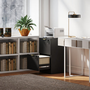 Lockable Filing Cabinet with 2 Fluted Drawers, File Cabinet with Adjustable Hanging Rails for A4 Letter – view 7