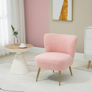 Lounge Chair for Bedroom Living Room Chair with Soft Upholstery and Gold Legs Pink – view 7