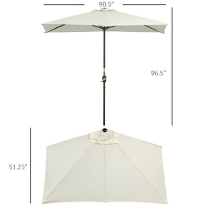 8ft Half Umbrella Outdoor Balcony Parasol Patio Garden Outdoor Window Sun Shade w/ 5 Ribs Beige – view 2