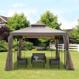 10' x 10' Steel Outdoor Patio Gazebo Canopy with Removable Mesh Curtains, Display Shelves, & Steel Frame – view 14