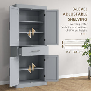 72" Kitchen Storage Cabinet, Farmhouse Kitchen Pantry Cabinet with 4 Barn Doors, Drawer – view 12