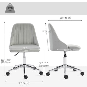 Vanity Chair for Makeup, Velvet Comfy Office Chair with Adjustable Height, Swivel Wheels for Bedroom, Living Room, Cream