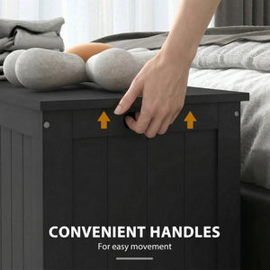 Storage Trunk with 2 Safety Hinges, Modern Entryway Bench with Side Handles, Storage Chest for Living Room – view 5