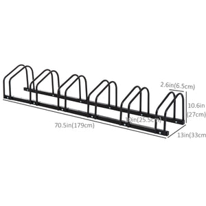 6-Bike Bicycle Floor Parking Rack Cycling Storage Stand Ground Mount Garage Organizer for Indoor and Outdoor Use Black