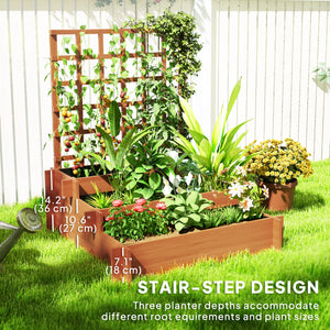 Wooden Elevated Planter Box with Trellis for Climbing Plants, 3 Tier Raised Garden Bed for Garden, Outdoor – view 4