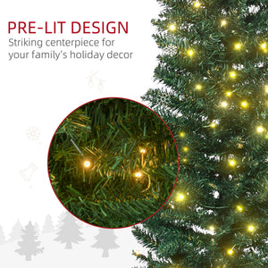 6' Pre Lit Artificial Pencil Christmas Trees, Xmas Tree with Realistic Branches and Warm White LED Lights – view 11