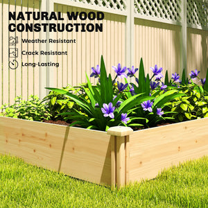 Wooden Raised Garden Bed, Outdoor Planter Box with Divider and Open Bottom for Flowers, Herbs, Vegetables, DIY Painting