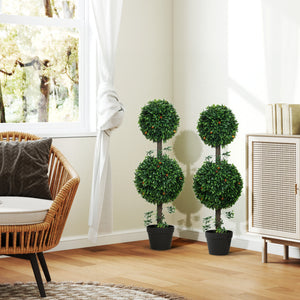 3FT Artificial Boxwood Topiary Tree Set of 2, Faux Two Ball Topiary Tree in Pot for Indoor Outdoor Decor – view 6
