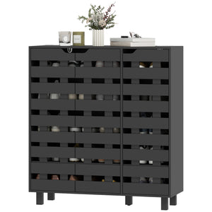 Shoe Cabinet, 21 Pair Shoe Storage Cabinet Organizer with 5-tier Double Door Cupboard and 5-tier Open – view 6