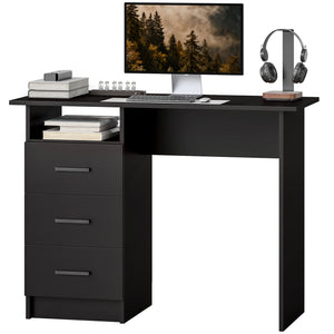 Computer Desk with Storage, 39" Home Office Desk with 3 Drawers nad Open Shelf, Writing Table for Bedroom – view 8