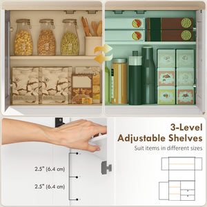 Kitchen Pantry Cabinet, 64" Tall Kitchen Hutch with 3 Cabinets, 2 Drawers, Adjustable Shelves – view 11