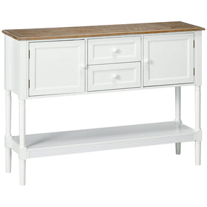 Vintage Console Table with 2 Drawers and Cabinets, Retro Sofa Table for Entryway, Living Room and Bedroom, White