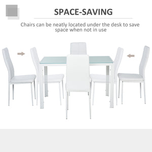 5-Piece Rectangular Glass Kitchen Table and Chairs with Metal Frame and Faux Leather Upholstery for Dining – view 28