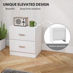 Bedside Table with 2 Drawers, Modern Nightstand for Bedroom, White – view 5