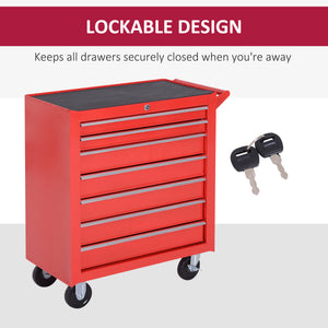 Rolling Tool Chest, 7-Drawer Lockable Tool Cabinet with 4 Wheels, Handle – view 6