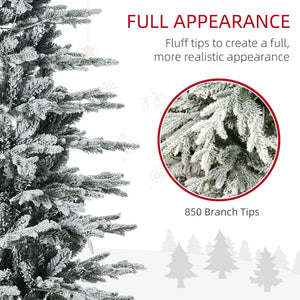 6' Pre Lit Arctic Fir Artificial Flocked Christmas Trees, with Snow Branches, Warm White UL Listed Clear Lights