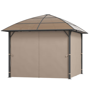 10' x 10' Outdoor Hardtop Gazebo Canopy with UV60+ Polycarbonate Roof, Steel Frame, Central Hook, Curtains