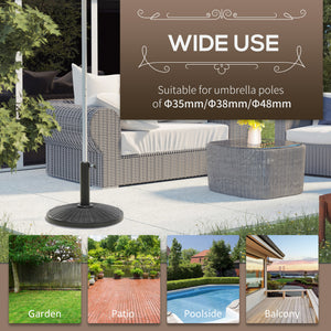 25 lbs Market Umbrella Base Holder 17.5" Round Parasol Stand with Rattan Design for Patio, Outdoor, Backyard, Black
