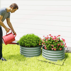 Set of 2 Raised Garden Bed, Metal Planter Box with Safety Edging, Easy-to-assemble Stock Tank, Dark Grey – view 9