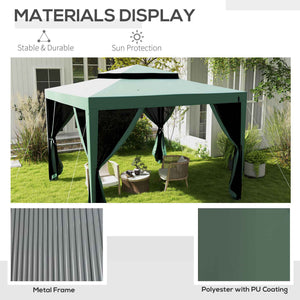 10' x 10' Outdoor Canopy Tent Party Tent with Mesh Netting and Double Tier Roof for Backyard, Garden – view 25